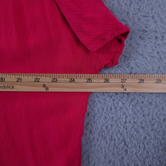 Chicos Shirt Womens 3 US XL Pink Tie Hem Button Up Dolman Sleeve Crinkle Top - Picture 5 of 9